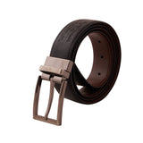 Genuine Leather Belt - Buffalo Print Black / Cognac Reversible - 1709BLCN