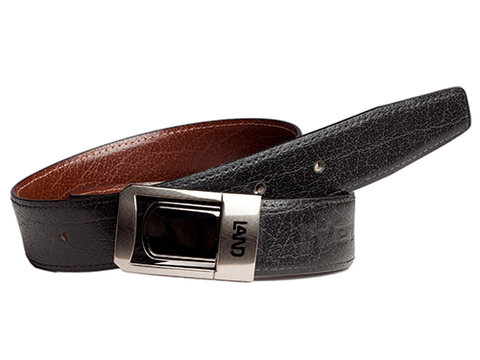 Genuine Leather Belt - Buffalo Print Black / Cognac Reversible - 1709BLCN