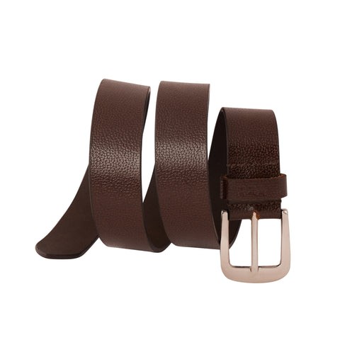 Genuine Leather Belt - Two Tone Brown - Silver - 3401BR