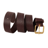 Genuine Leather Belt - Woven Brown - 3700BR