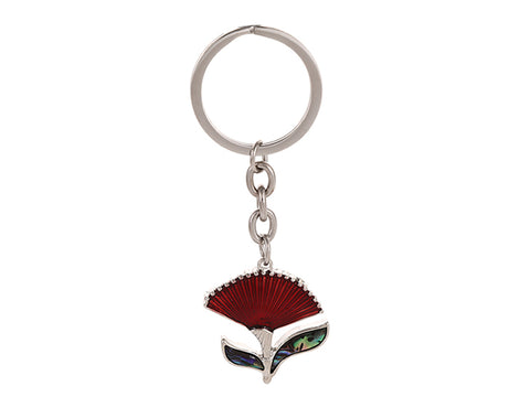 Kiwicraft Paua Shell Keyring - Pohutukawa