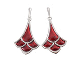 Kiwicraft Rhodium Fan Earrings with Box - Red