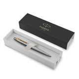 Personalised Engraved Parker Jotter Stainless Steel Gold Trim Ballpoint Pen - Gift Box