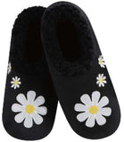 Slumbies - Women's Medium Simply Daisy All Day Black Foot Covering